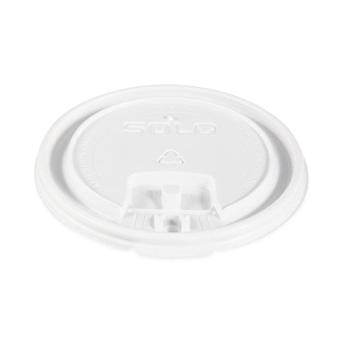 Lift Back And Lock Tab Lids For Paper Cups, Fits 10 Oz To 24 Oz Hot Cups, Plastic, White, 100/sleeve, 10 Sleeves/carton