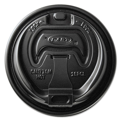 Optima Reclosable Lids For Hot Paper Cups, Fits 10 Oz To 24 Oz Hot Cups, Plastic, Black, 1,000/carton