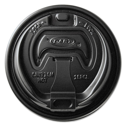 Optima Reclosable Lids For Hot Paper Cups, Fits 10 Oz To 24 Oz Hot Cups, Plastic, Black, 1,000/carton
