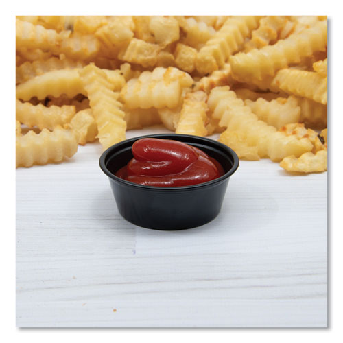 Portion Containers, 1.5 Oz, Plastic, Black, 250/bag, 10 Bags/carton