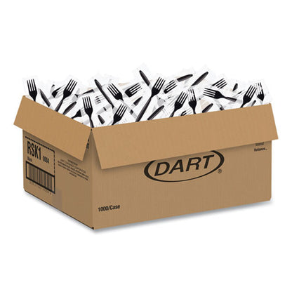 Reliance Mediumweight Cutlery, Fork, Plastic, Black, 1,000/carton