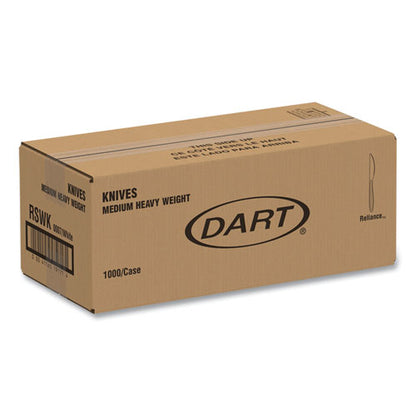 Reliance Mediumweight Cutlery, Standard Size, Knife, Plastic, White, 1,000/carton