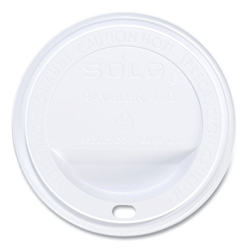 Traveler Cappuccino Style Dome Lid, Fits 10 Oz Hot Cups, Plastic, White, 100/pack, 10 Packs/carton