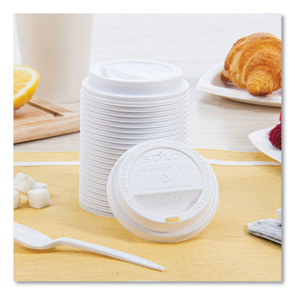Traveler Cappuccino Style Dome Lid, Fits 10 Oz Hot Cups, Plastic, White, 100/pack, 10 Packs/carton