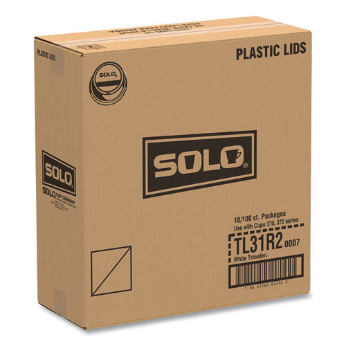 Traveler Cappuccino Style Dome Lid, Fits 10 Oz Hot Cups, Plastic, White, 100/pack, 10 Packs/carton