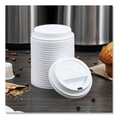 Traveler Cappuccino Style Dome Lid, Fits 10 Oz Hot Cups, Plastic, White, 100/pack, 10 Packs/carton
