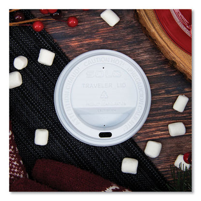 Traveler Cappuccino Style Dome Lid, Fits 10 Oz Hot Cups, Plastic, White, 100/pack, 10 Packs/carton