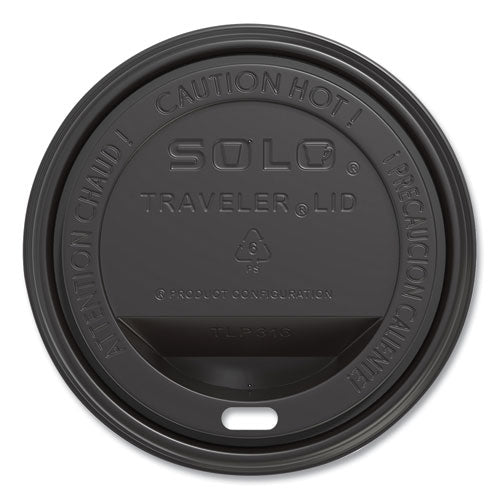 Traveler Cappuccino Style Dome Lid, Fits 10 Oz To 24 Oz Hot Cups, Plastic, Black, 100/sleeve, 10 Sleeves/carton