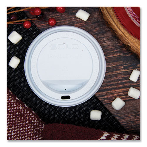 Traveler Cappuccino Style Dome Lid, Fits 10 Oz To 24 Oz Hot Cups, Plastic, White, 100/pack, 10 Packs/carton
