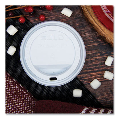 Traveler Cappuccino Style Dome Lid, Fits 10 Oz To 24 Oz Hot Cups, Plastic, White, 100/pack, 10 Packs/carton