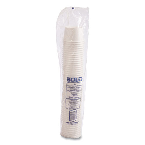 Double Poly Paper Food Containers, 8 Oz, 3.8" Diameter X 2.4" H, White, 50/pack, 20 Packs/carton