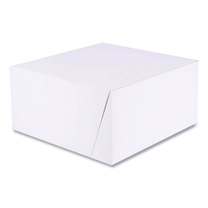 White One-piece Non-window Bakery Boxes, Standard, 10 X 10 X 5, White/brown, Paper, 100/bundle