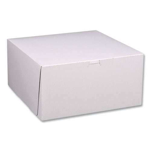 White One-piece Non-window Bakery Boxes, Standard, 12 X 12 X 6, White/brown, Paper, 50/bundle