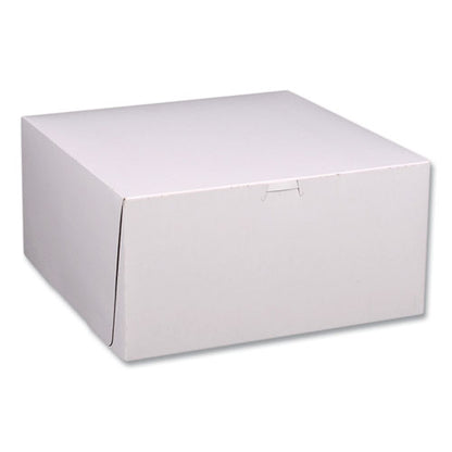 White One-piece Non-window Bakery Boxes, Standard, 12 X 12 X 6, White/brown, Paper, 50/bundle