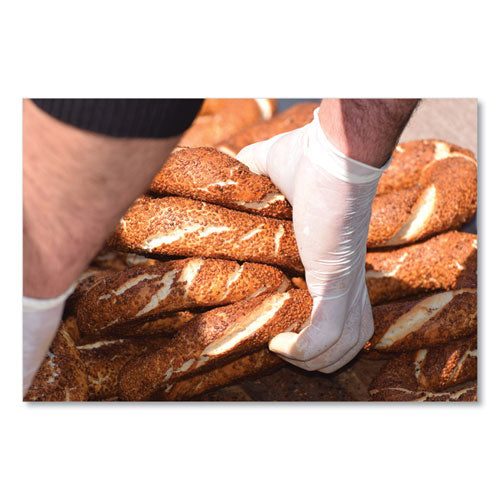 Stretch Vinyl Examination Gloves, Powder-free, Small, 5 Mil Thick, 9.45" Long, Cream, 100/box