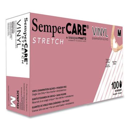 Stretch Vinyl Examination Gloves, Powder-free, Medium, 5 Mil Thick, 9.45" Long, Cream, 100/box, 10 Boxes/carton