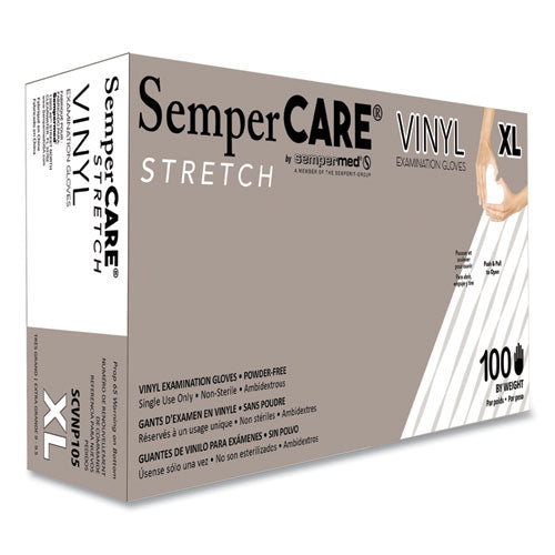Stretch Vinyl Examination Gloves, Powder-free, X-large, 5 Mil Thick, 9.45" Long, Cream, 100/box, 10 Boxes/carton