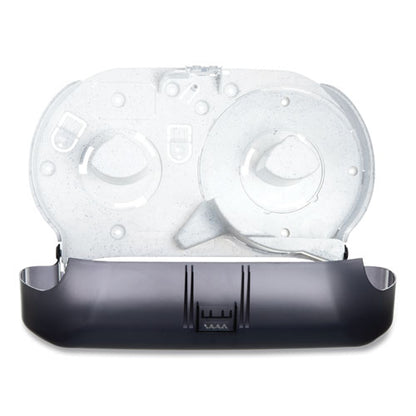 Twin 9" Jumbo Bathtissue Dispenser, Classic, 19 X 5.25 X 12, Transparent Black Pearl