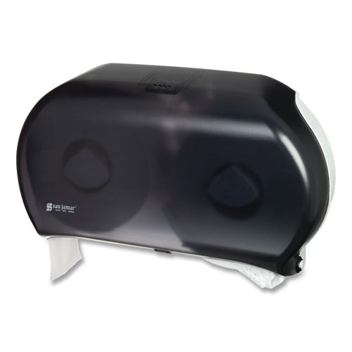 Twin 9" Jumbo Bathtissue Dispenser, Classic, 19 X 5.25 X 12, Transparent Black Pearl