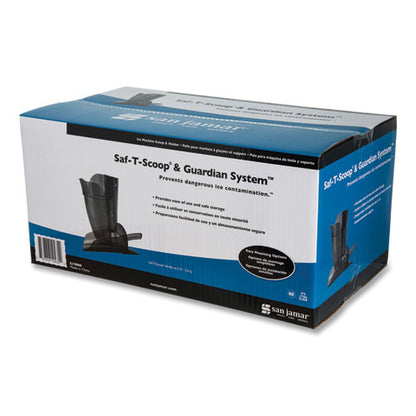 Saf-t-scoop And Guardian System For Ice Machines, 64 Oz To 86 Oz Ice Scoop, Transparent Blue
