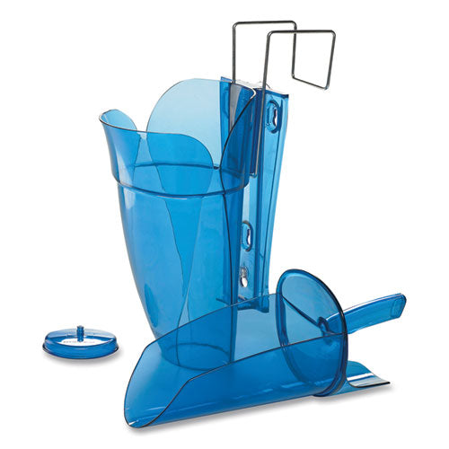 Saf-t-scoop And Guardian System For Ice Machines, 64 Oz To 86 Oz Ice Scoop, Transparent Blue