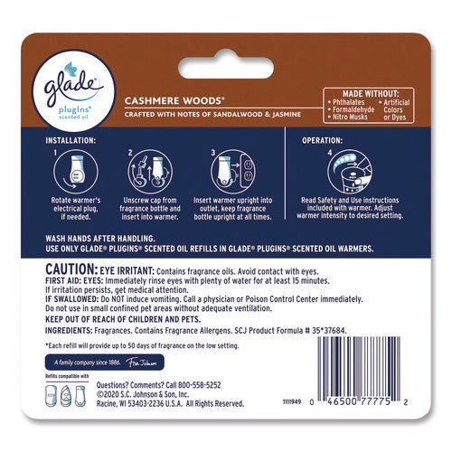 Plugin Scented Oil Refill, Cashmere Woods, 0.67 Oz, 5/pack