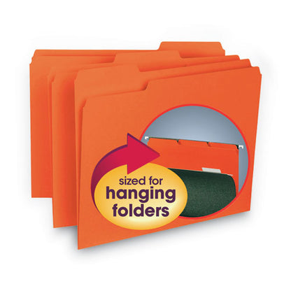 Interior File Folders, 1/3-cut Tabs: Assorted, Letter Size, 0.75" Expansion, Orange, 100/box
