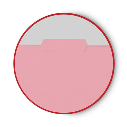 Interior File Folders, 1/3-cut Tabs: Assorted, Letter Size, 0.75" Expansion, Pink, 100/box