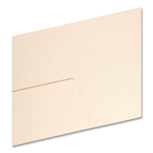 Top Tab File Folders With Inside Pocket, Straight Tabs, Letter Size, Manila, 50/box