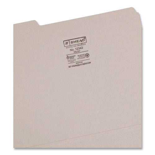 Colored File Folders, 1/3-cut Tabs: Assorted, Letter Size, 0.75" Expansion, Gray, 100/box