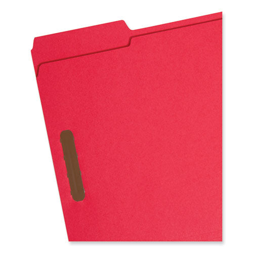 Top Tab Colored Fastener Folders, 0.75" Expansion, 2 Fasteners, Letter Size, Red Exterior, 50/box