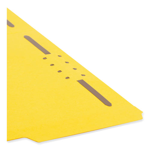 Top Tab Colored Fastener Folders, 0.75" Expansion, 2 Fasteners, Letter Size, Yellow Exterior, 50/box