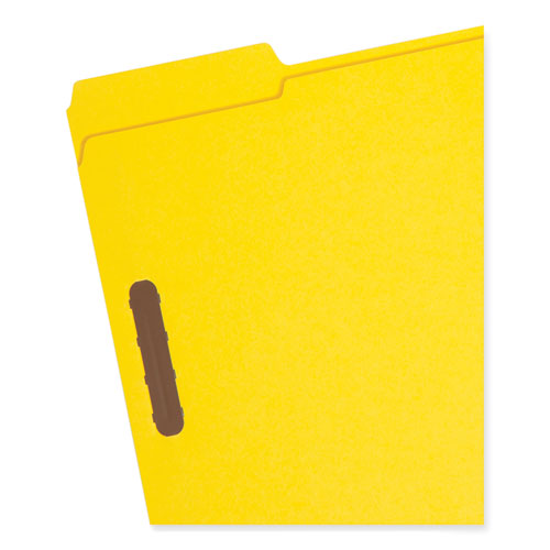 Top Tab Colored Fastener Folders, 0.75" Expansion, 2 Fasteners, Letter Size, Yellow Exterior, 50/box
