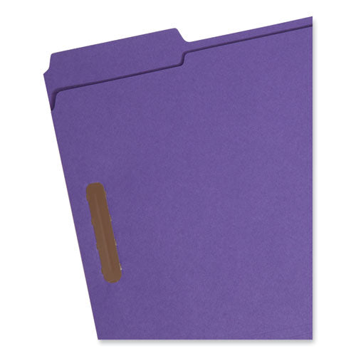 Top Tab Colored Fastener Folders, 0.75" Expansion, 2 Fasteners, Letter Size, Purple Exterior, 50/box