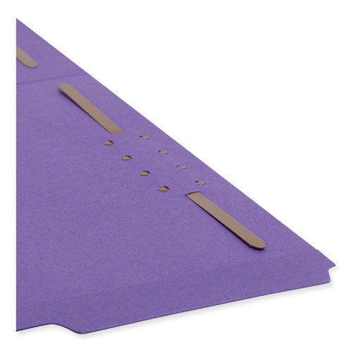 Top Tab Colored Fastener Folders, 0.75" Expansion, 2 Fasteners, Letter Size, Purple Exterior, 50/box