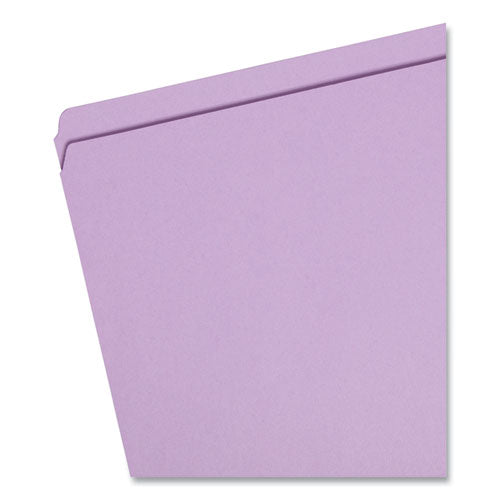 Reinforced Top Tab Colored File Folders, Straight Tabs, Legal Size, 0.75" Expansion, Lavender, 100/box