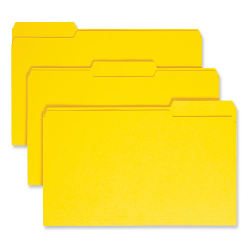 Colored File Folders, 1/3-cut Tabs: Assorted, Legal Size, 0.75" Expansion, Yellow, 100/box
