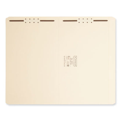 Top Tab Fastener Folders, Straight Tabs, 0.75" Expansion, 2 Fasteners, Legal Size, Manila Exterior, 50/box