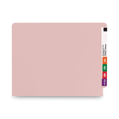 Shelf-master Reinforced End Tab Colored Folders, Straight Tabs, Letter Size, 0.75" Expansion, Pink, 100/box