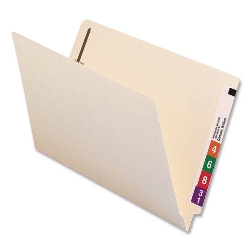 End Tab Fastener Folders With Reinforced Straight Tabs, 11-pt Manila, 2 Fasteners, Legal Size, Manila Exterior, 50/box