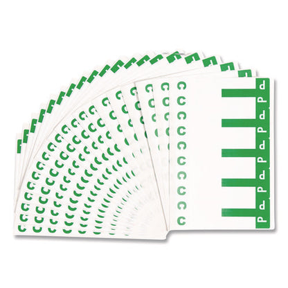 Alphaz Color-coded First Letter Combo Alpha Labels, C/p, 1.16 X 3.63, Dark Green/white, 5/sheet, 20 Sheets/pack