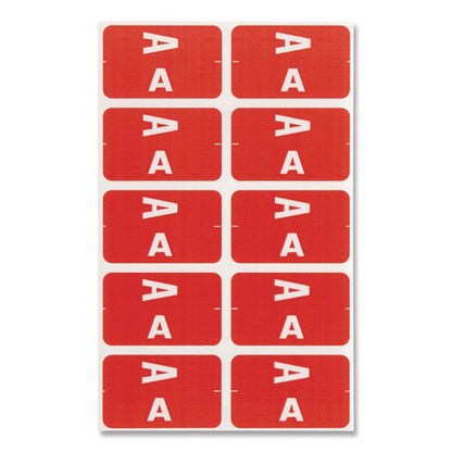 Alphaz Color-coded Second Letter Alphabetical Labels, A, 1 X 1.63, Red, 10/sheet, 10 Sheets/pack