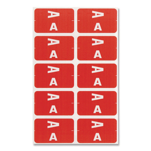 Alphaz Color-coded Second Letter Alphabetical Labels, A, 1 X 1.63, Red, 10/sheet, 10 Sheets/pack