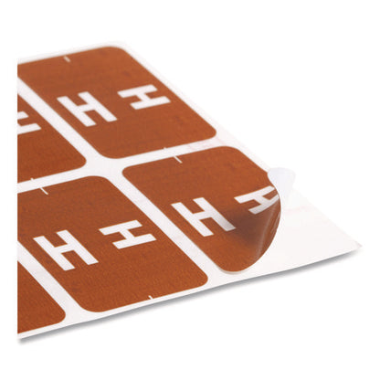 Alphaz Color-coded Second Letter Alphabetical Labels, H, 1 X 1.63, Dark Brown, 10/sheet, 10 Sheets/pack