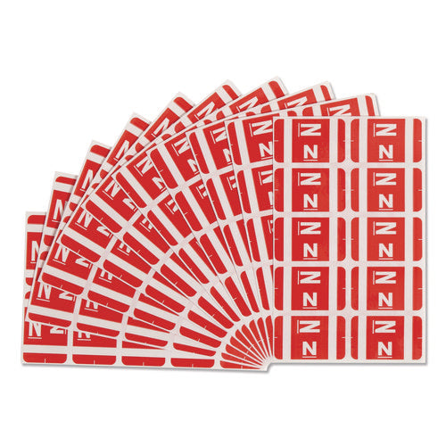 Alphaz Color-coded Second Letter Alphabetical Labels, N, 1 X 1.63, Red, 10/sheet, 10 Sheets/pack