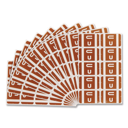 Alphaz Color-coded Second Letter Alphabetical Labels, U, 1 X 1.63, Dark Brown, 10/sheet, 10 Sheets/pack