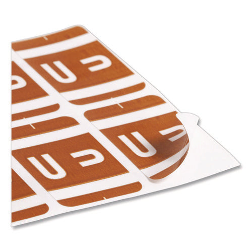 Alphaz Color-coded Second Letter Alphabetical Labels, U, 1 X 1.63, Dark Brown, 10/sheet, 10 Sheets/pack