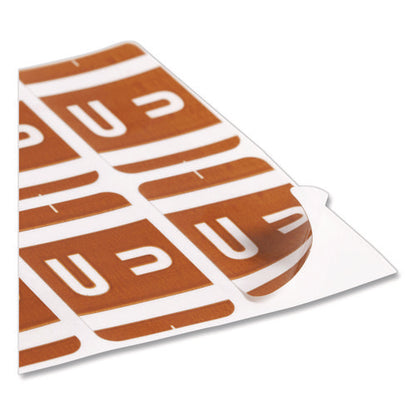 Alphaz Color-coded Second Letter Alphabetical Labels, U, 1 X 1.63, Dark Brown, 10/sheet, 10 Sheets/pack