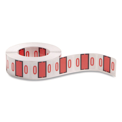 Numerical End Tab File Folder Labels, 0, 1 X 1.25, White, 500/roll