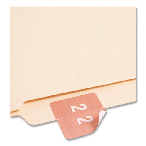 Numerical End Tab File Folder Labels, 2, 1.5 X 1.5, Pink, 250/roll